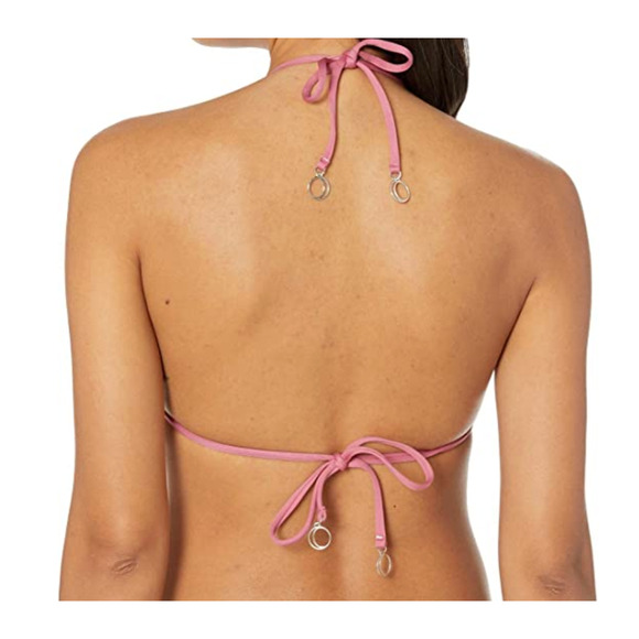 Soluna Under Sun Triangle Ruffle Swim Bikini Top Mulberry Pink Medium NWT - Picture 4 of 4